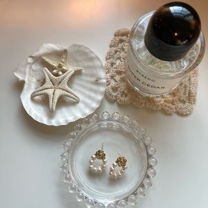 NEW rose petal gold and baroque pearls earrings! French style chic classic